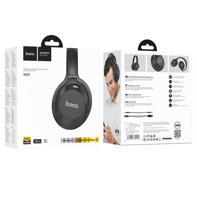 W37 ANC Wireless Bluetooth 5.3 Headphone Active Noise Cancelling Headset