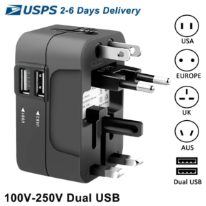 Universal Travel Plug Adapter 2 USB Port World Travel AC Power Charger Adapter AU US UK EU TR00229